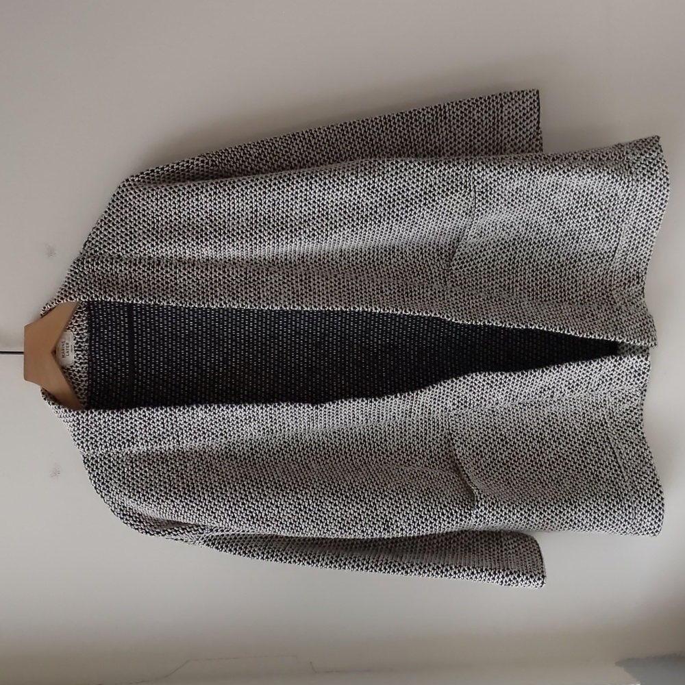 Marine Layer Birdseye Open Cardigan White Black Women's Size Medium